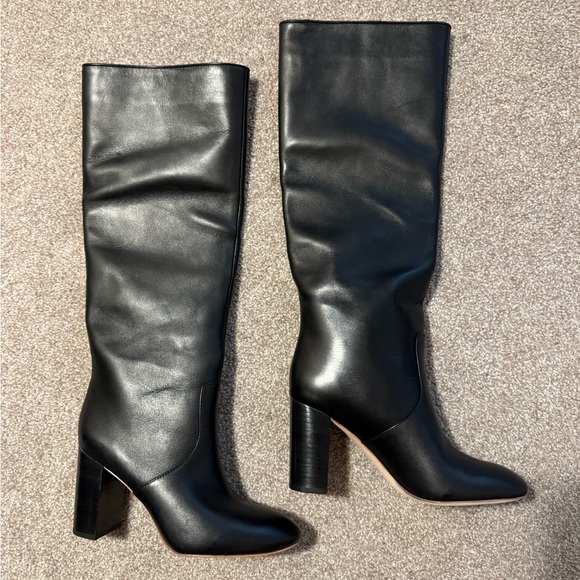 NEW Loeffler Randall Black Leather Goldy Heeled Riding...